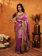 Royal Magenta Banarasi Silk Saree with Rich Zari Border & Traditional Woven Pallu | Designer Wedding & Festive Wear Saree
