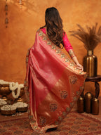 Rani Pink Banarasi Silk Saree with Rich Zari Weaving & Heavy Embroidered Border | Designer Wedding Wear Saree with Embroidered Blouse & Tassels