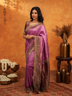 Royal Magenta Banarasi Silk Saree with Rich Zari Border & Traditional Woven Pallu | Designer Wedding & Festive Wear Saree