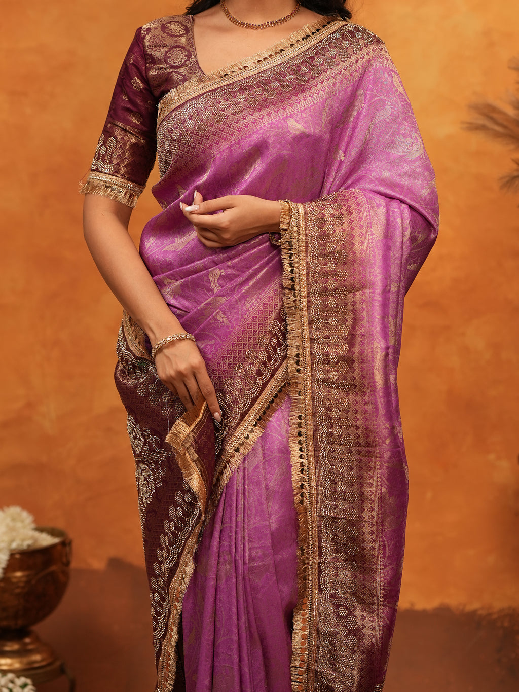 Royal Magenta Banarasi Silk Saree with Rich Zari Border & Traditional Woven Pallu | Designer Wedding & Festive Wear Saree