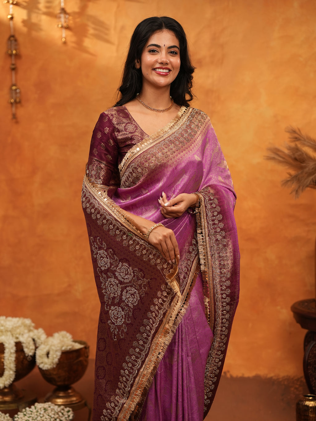 Royal Magenta Banarasi Silk Saree with Rich Zari Border & Traditional Woven Pallu | Designer Wedding & Festive Wear Saree