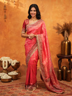 Royal Red Banarasi Silk Saree with Intricate Zari Border & Grand Woven Pallu | Designer Wedding & Festive Wear Saree