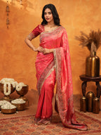 Royal Red Banarasi Silk Saree with Intricate Zari Border & Grand Woven Pallu | Designer Wedding & Festive Wear Saree