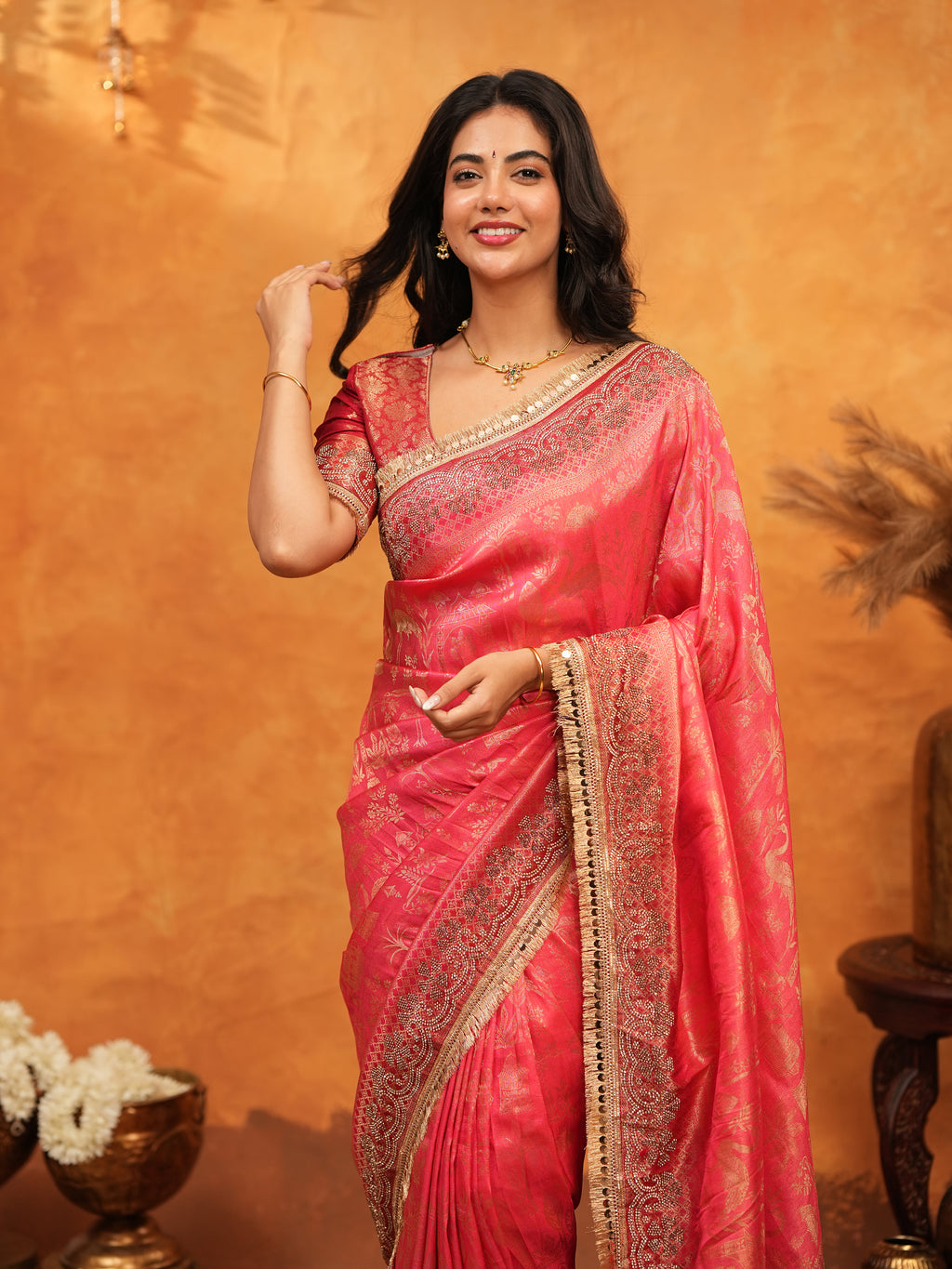 Royal Red Banarasi Silk Saree with Intricate Zari Border & Grand Woven Pallu | Designer Wedding & Festive Wear Saree