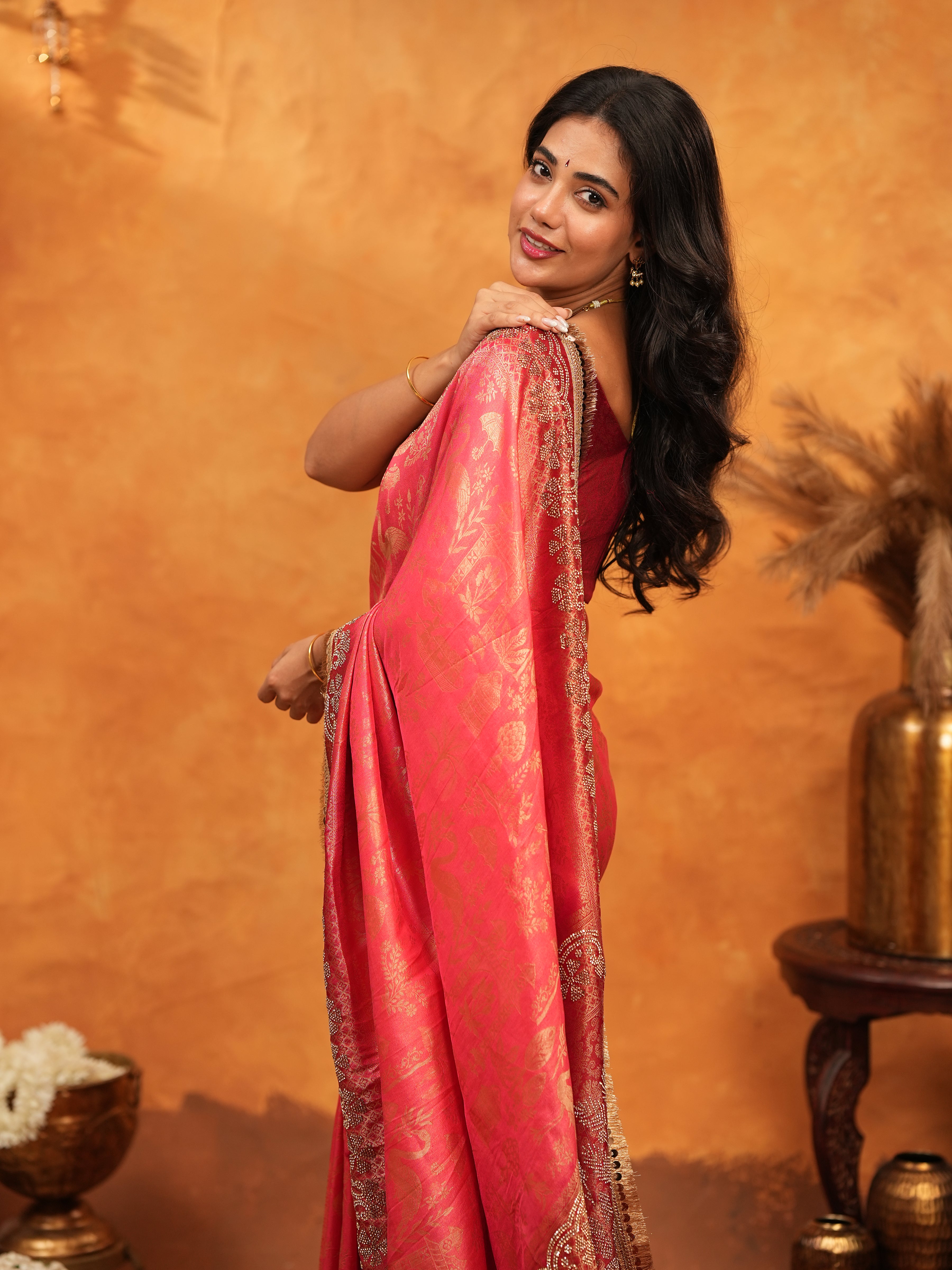 Royal Red Banarasi Silk Saree with Intricate Zari Border & Grand Woven Pallu | Designer Wedding & Festive Wear Saree