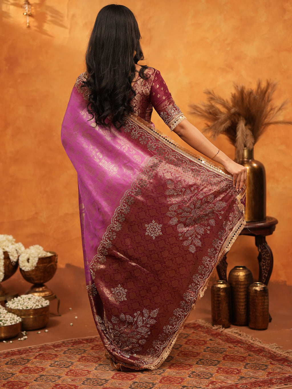 Royal Magenta Banarasi Silk Saree with Intricate Zari Border & Rich Woven Pallu | Designer Wedding & Festive Wear Saree
