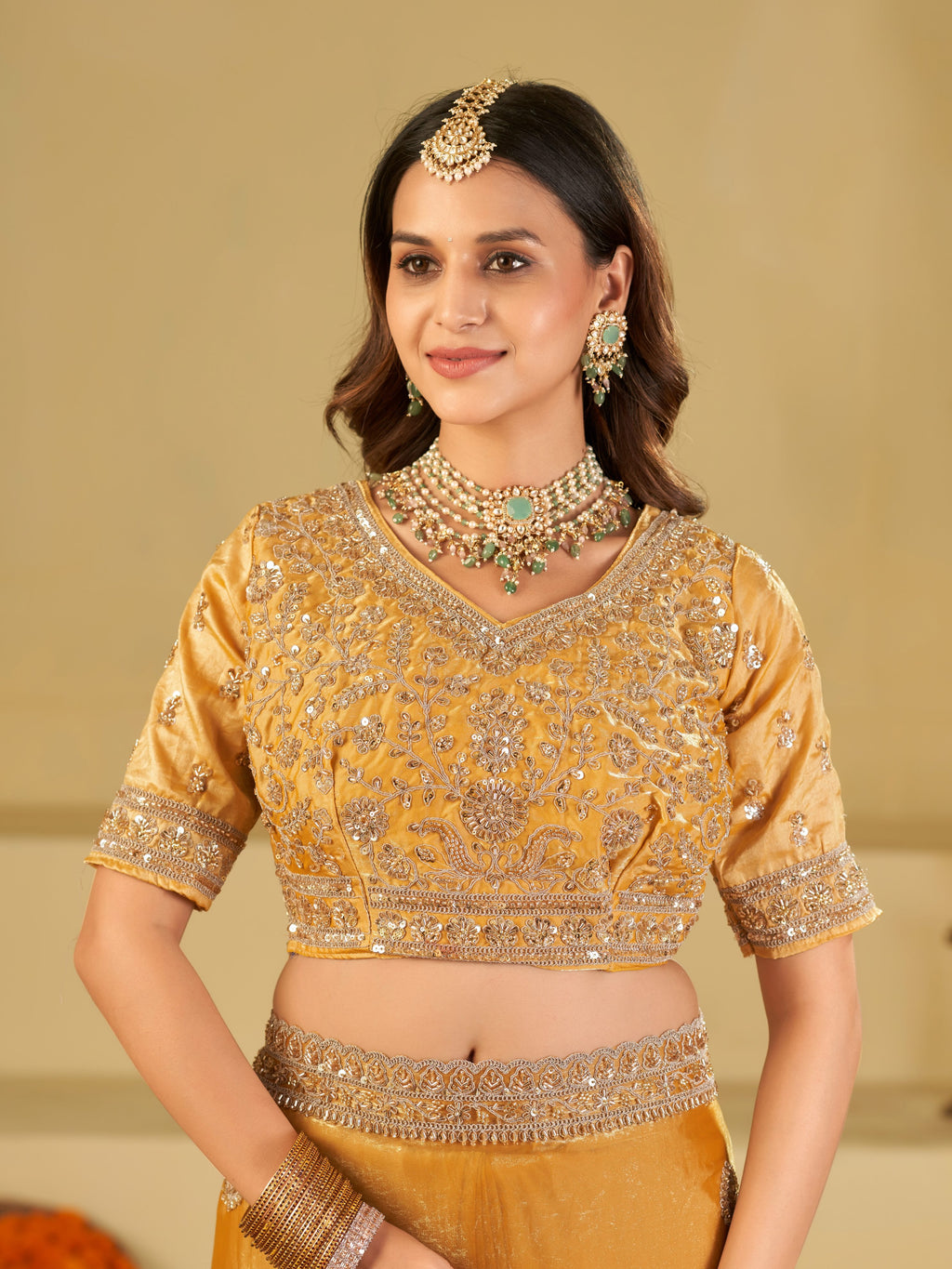 Mustard Yellow Designer Fendy Satin Saree with Heavy Embroidered Blouse & Sequin Border | Premium Festive Wedding Wear Saree