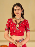 Rani Pink Designer Fendy Satin Saree with Peacock Embroidery & Heavy Embroidered Border | Premium Festive Wedding Wear Saree
