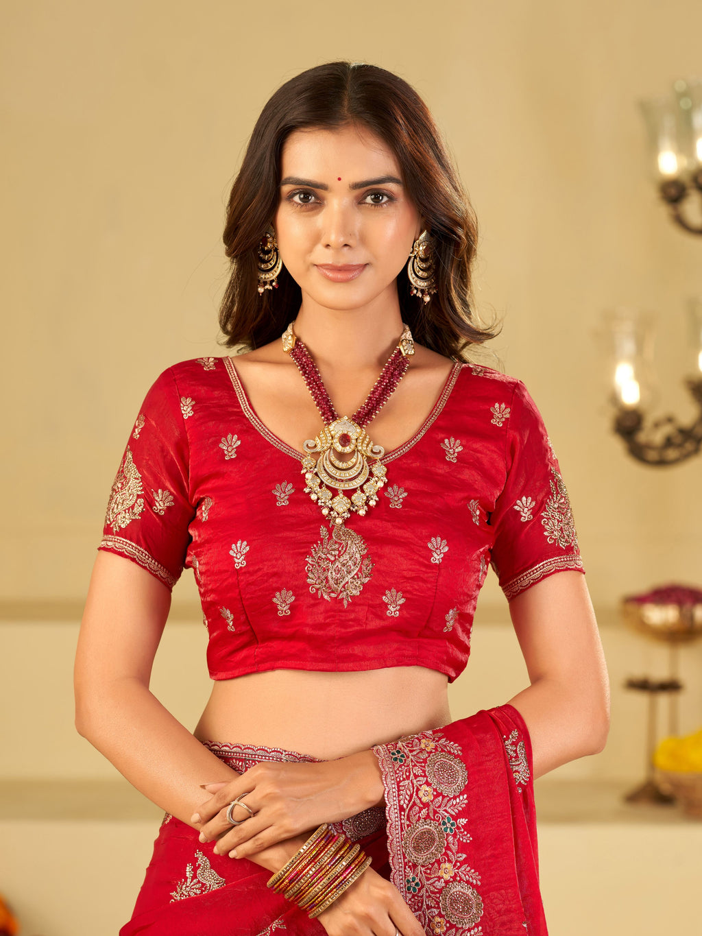 Rani Pink Designer Fendy Satin Saree with Heavy Embroidery Work | Premium Wedding Party Wear Saree with Embroidered Border & Blouse
