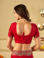 Rani Pink Designer Fendy Satin Saree with Heavy Embroidery Work | Premium Wedding Party Wear Saree with Embroidered Border & Blouse