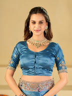 Sky Blue Banarasi Silk Saree with Heavy Embroidered Border & Rich Zari Woven Pallu | Designer Wedding Festive Saree