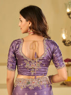Lavender Purple Banarasi Silk Saree with Heavy Embroidered Border & Rich Zari Woven Pallu | Designer Festive Wedding Saree