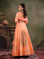 Peach Orange Embroidered Lehenga Set with Designer Blouse & Matching Dupatta